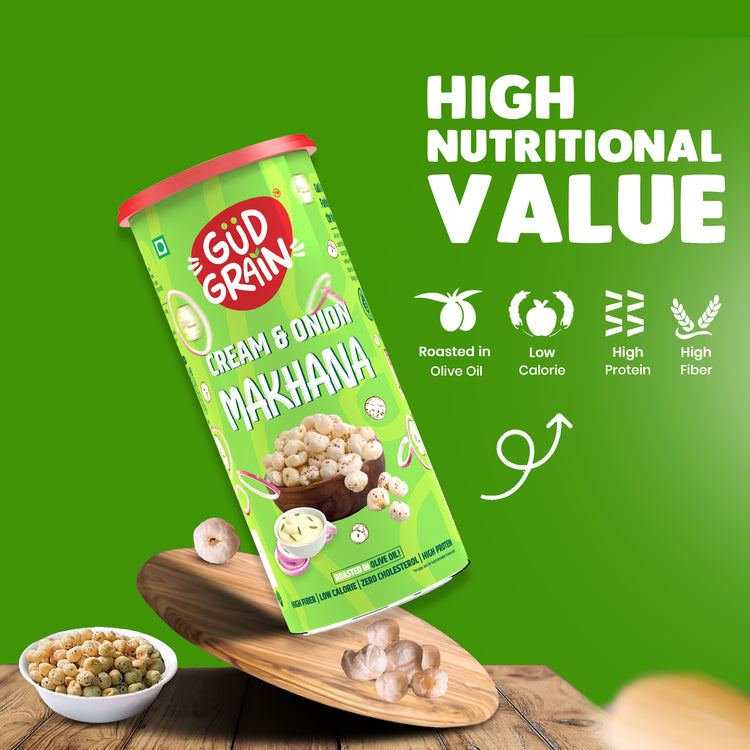 Roasted Makhana | Cream & Onion | 75g | Pack of 1